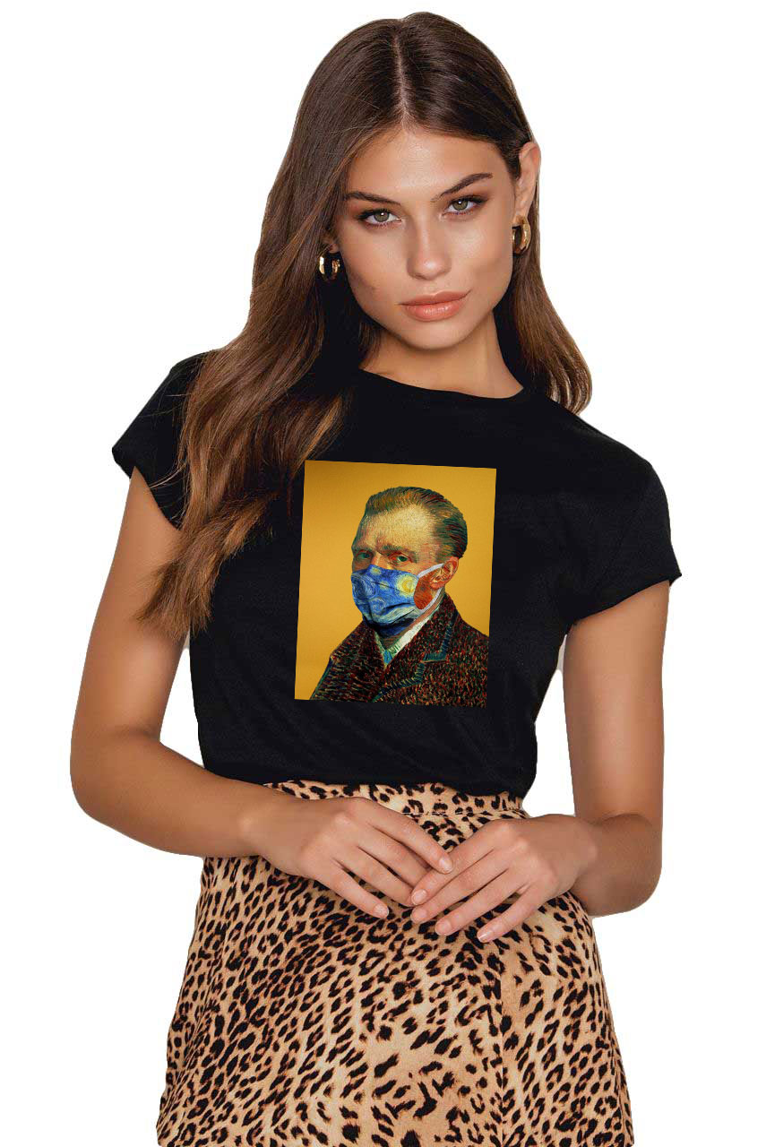 Tricou dama negru - Van Gogh in Pandemie - CATEGORIE